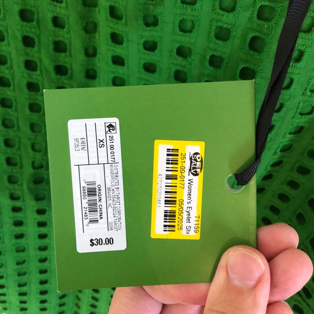 Kate Spade X Target NWT Green Boxy Eyelet Crop Top Size XS Broken Button Loop - Picture 9 of 15